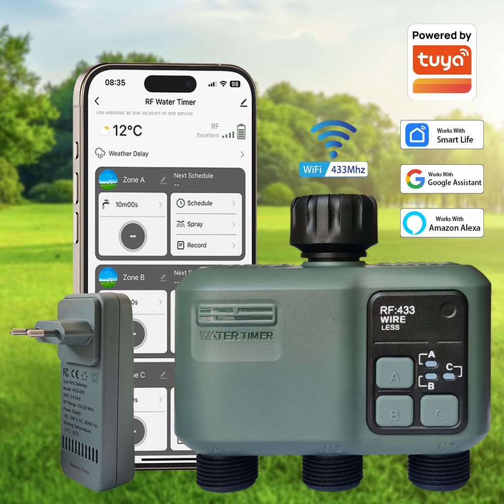 Wifi Smart Plug - Tuya Wifi+RF433 3 Çıkışlı Su Zamanlayıcısı